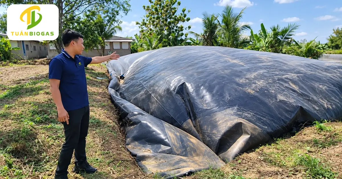 Toàn cảnh túi biogas tròn trại heo quy mô lớn tại Xuân Thiện Thống Nhất Đồng Nai