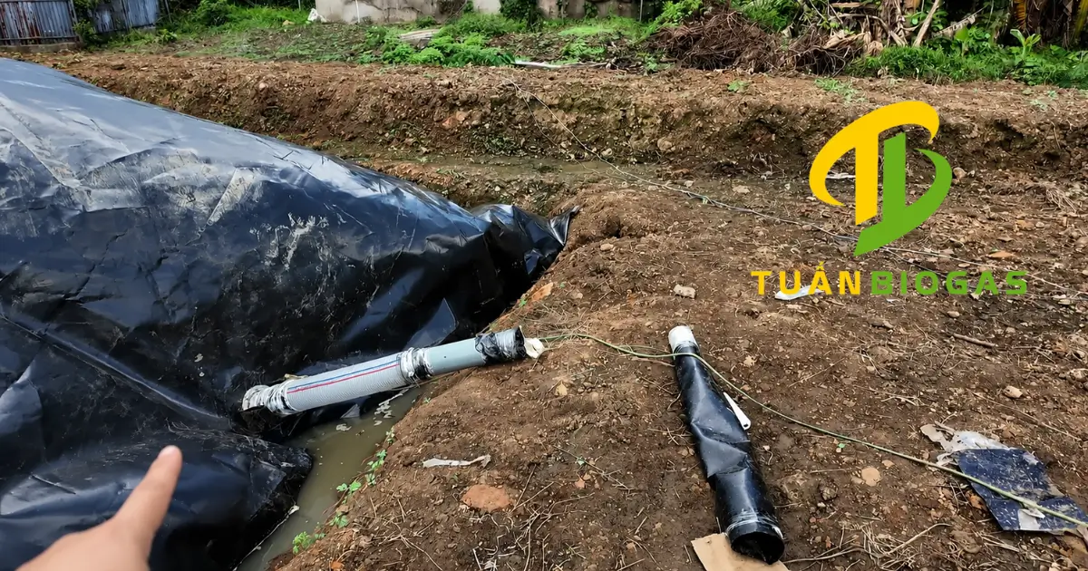 Mặt bích túi biogas được định vị sẵn tại xưởng theo yêu cầu khách hàng